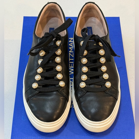 Stuart Weitzman Excelsa Sneakers in black leather size 7 - Picture 2 of 10